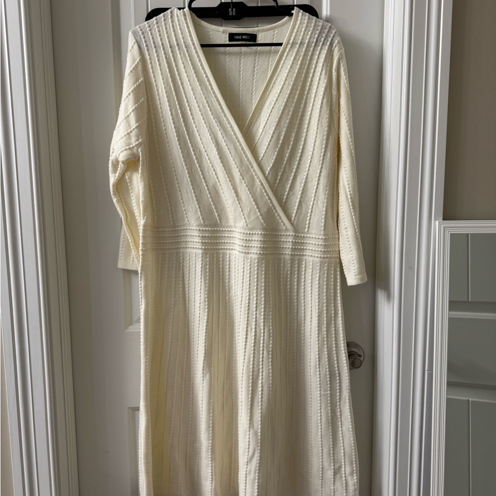 Nine West Ivory Long Sleeve Dress